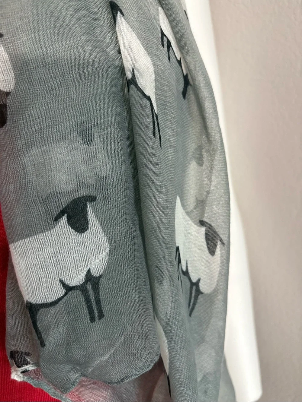 Gray Sheep Print Wrap Scarf